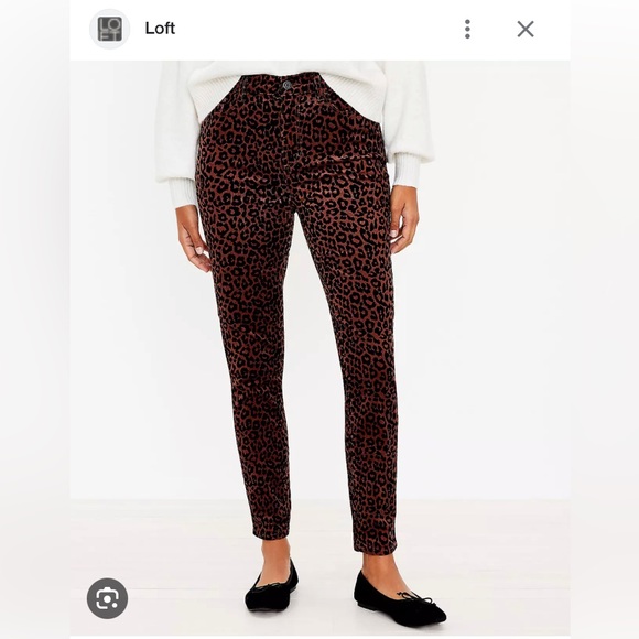 LOFT Leopard Animal Print High Waisted Skinny Corduroy Pants - Picture 3 of 7